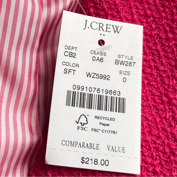 J. Crew Pink Petite Schoolboy Blazer NWT Gold Buttons & Striped Inside Lining - Picture 4 of 7